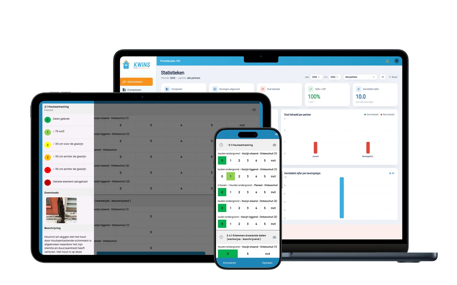 Kwins platform op verschillende apparaten