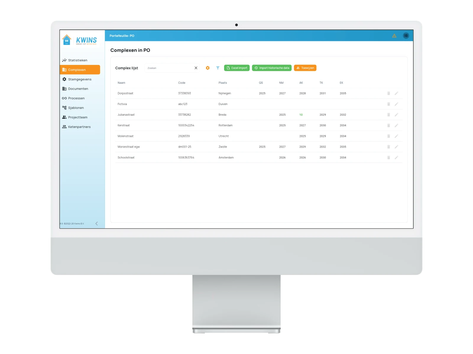 Kwins complexbeheer dashboard
